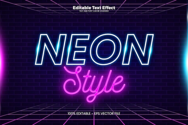 Efeito de texto editável estilo Neon no estilo de tendência moderno
