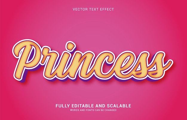 Vetor efeito de texto editável estilo princesa