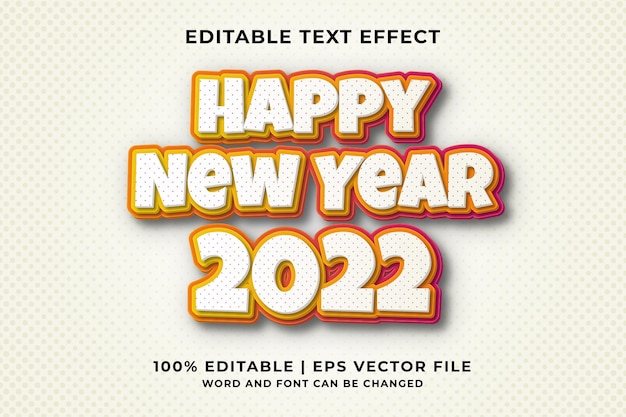 Efeito de texto editável feliz ano novo 2022 vetor premium estilo modelo 3d