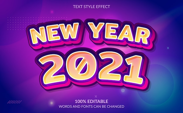 Efeito de texto editável feliz ano novo com fundo abstrato