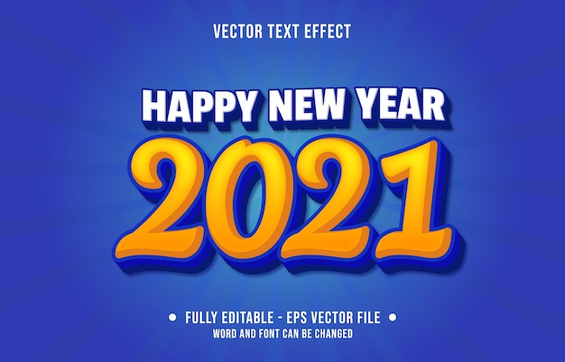 Vetor efeito de texto editável feliz ano novo estilo moderno
