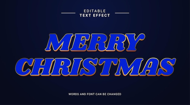 Efeito de texto editável Feliz Natal Estilo elegante e cor elegante de ouro