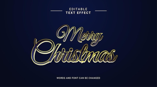 Efeito de texto editável Feliz Natal Estilo elegante e cor elegante de ouro