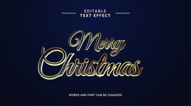 Efeito de texto editável feliz natal estilo elegante e cor elegante de ouro