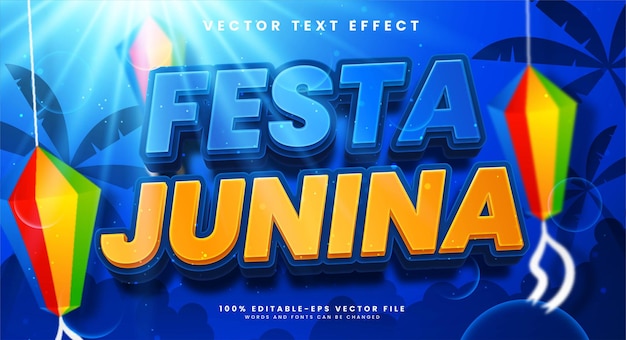 Vetor efeito de texto editável festa junina adequado para celebrar os eventos da festa junina