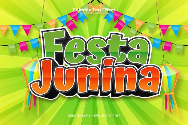 Vetor efeito de texto editável festa junina no estilo de tendência moderna