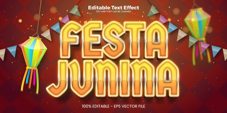 Vetor efeito de texto editável festa junina no estilo de tendência moderna