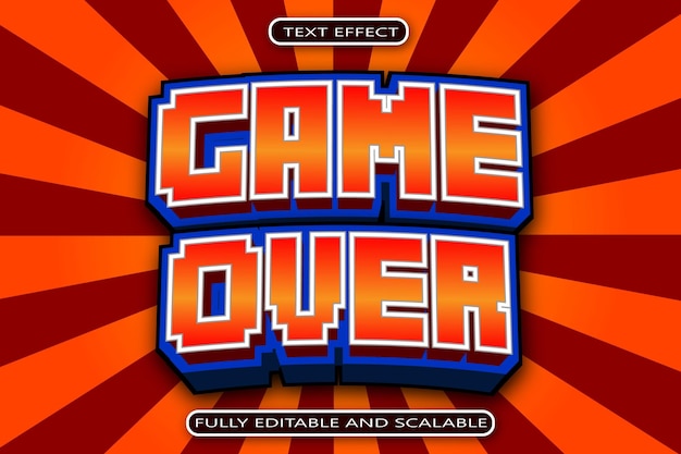 Efeito de texto editável game over 3 dimensões estilo moderno