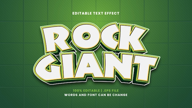 Efeito de texto editável gigante do rock em estilo 3d moderno