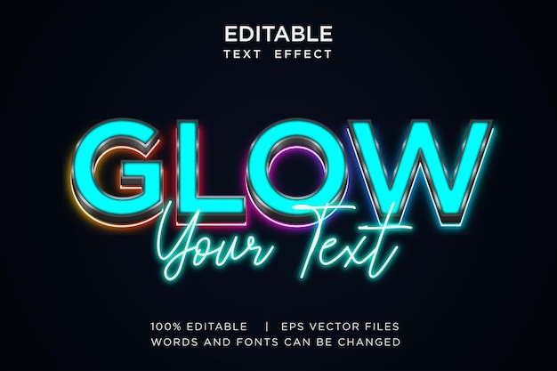 Efeito de texto editável glow neon