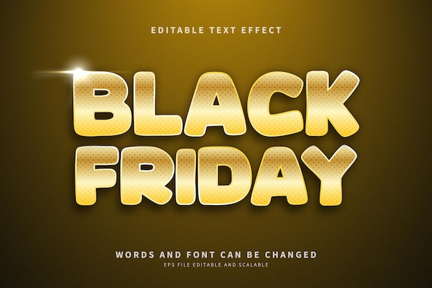 Efeito de texto editável Gold Black Friday 3D Style