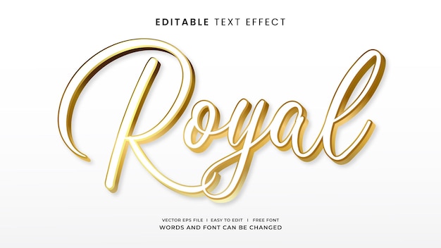 Vetor efeito de texto editável gold royal 3d