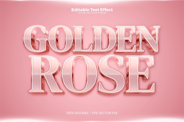 Efeito de texto editável golden rose no estilo de tendência moderna