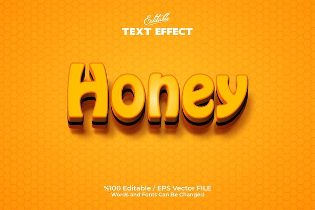 Efeito de texto editável 'Honey' escrito em um fundo laranja