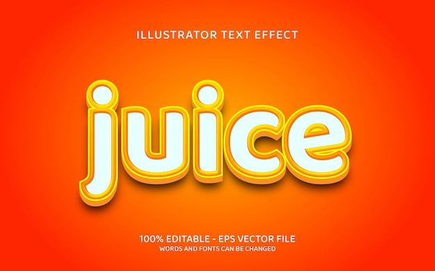 Efeito de texto editável, ilustrações de estilo de suco