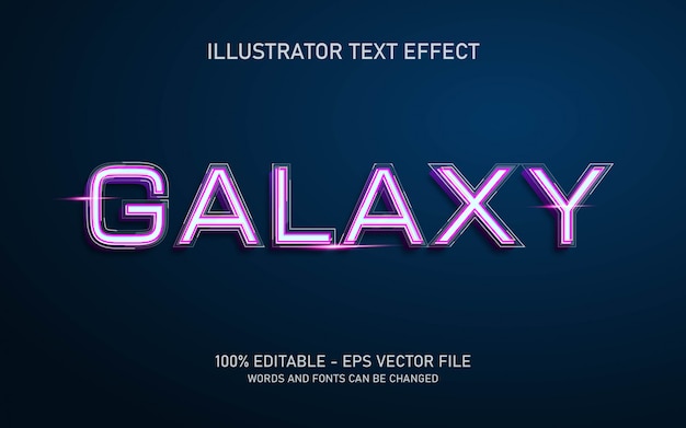 Efeito de texto editável, ilustrações de estilo galaxy