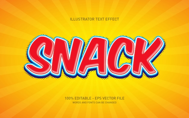 Efeito de texto editável, ilustrações de estilo snack