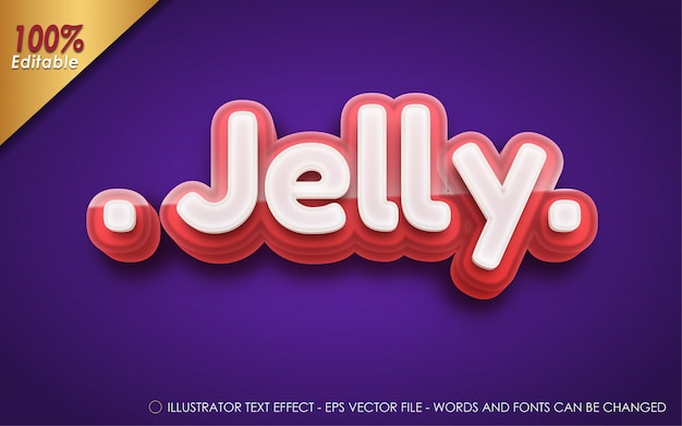 Efeito de texto editável, ilustrações em estilo jelly