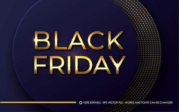 Efeito de texto editável, ilustrações estilo black friday gold