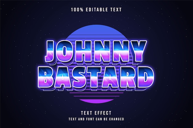 Efeito de texto editável johnny estilo de texto gradação azul neon
