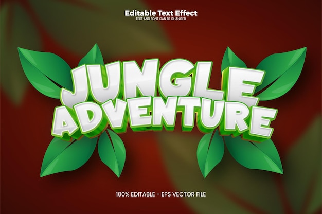 Vetor efeito de texto editável jungle adventure na tendência moderna