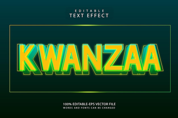 Efeito de texto editável kwanzaa 3 dimensões em relevo estilo neon