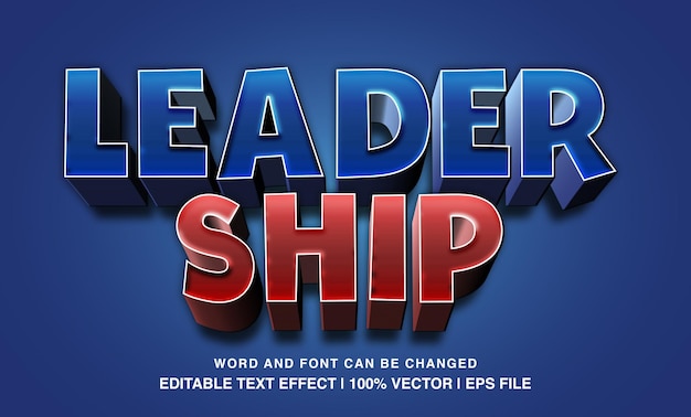Vetor efeito de texto editável liderança desenho animado 3d