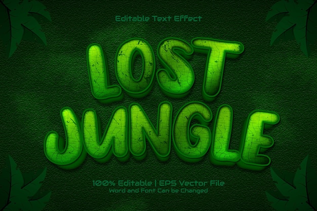 Efeito de texto editável lost jungle cartoon game estilo