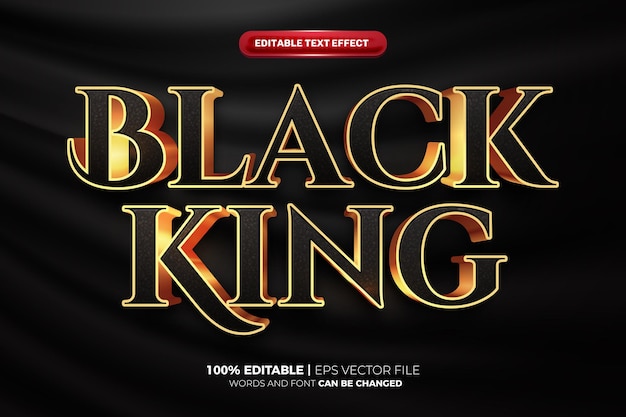 Efeito de texto editável luxury black king 3d