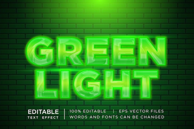 Efeito de texto editável luz verde