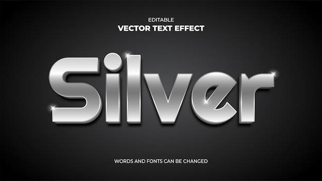 efeito de texto editável metálico prateado 3d