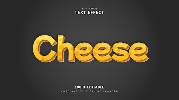 Efeito de texto editável modelo de efeito de texto 3d estilo cheese