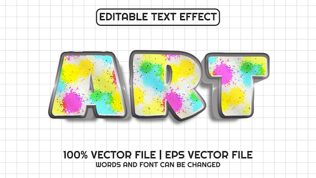 Efeito de texto editável moderno 3d ART e estilo de fonte mínimo