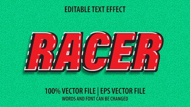 Efeito de texto editável moderno 3d racer e estilo de fonte mínimo