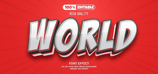 Efeito de texto editável mundial