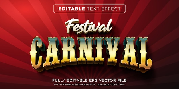 Vetor efeito de texto editável no estilo carnaval