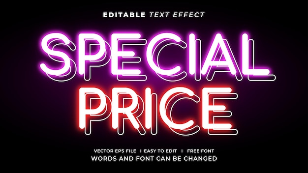 Efeito de texto editável no estilo de promoção neon