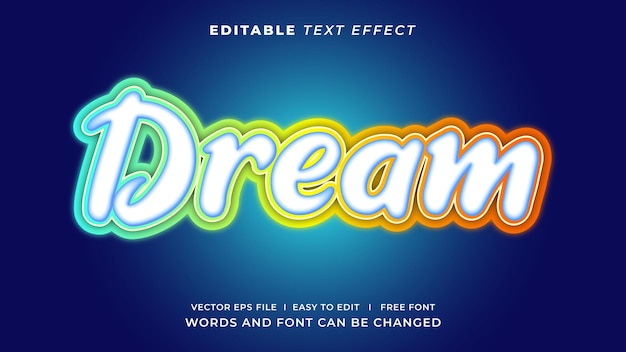 Efeito de texto editável no estilo de sonho 3d gradiente