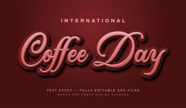 Vetor efeito de texto editável no estilo do dia internacional do café