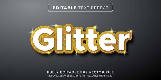 Vetor efeito de texto editável no estilo glitter dourado