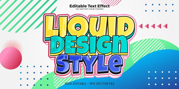 Efeito de texto editável no estilo Liquid Design no estilo de tendência moderna