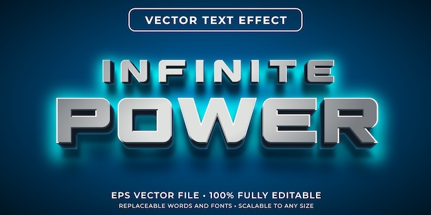 Vetor efeito de texto editável no estilo power glow