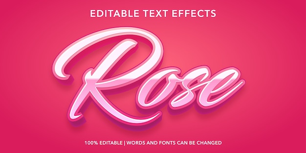 Vetor efeito de texto editável no estilo rosa 3d