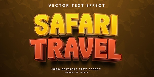 Efeito de texto editável no estilo safari de viagem