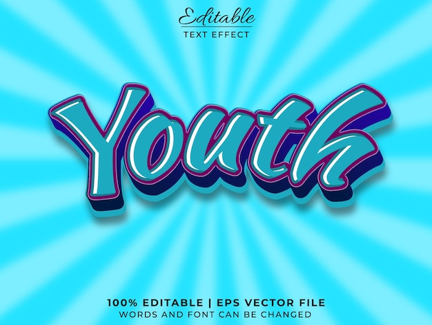 Efeito de texto editável para jovens Vetor Premium