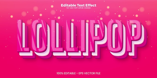 Efeito de texto editável pirulito no estilo de tendência moderna