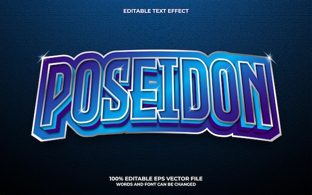 Efeito de texto editável poseidon 3d