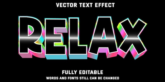 Efeito de texto editável preto e brilhante relaxa o texto no moderno