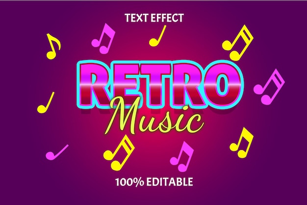 Vetor efeito de texto editável retro music