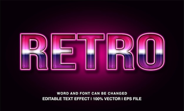 efeito de texto editável retro neon gradiente estilo retro